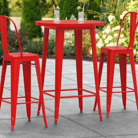 LANCASTER TABLE & SEATING Alloy Series 30'' Round Ruby Red Bar Height Outdoor Table 164BA30RDRED